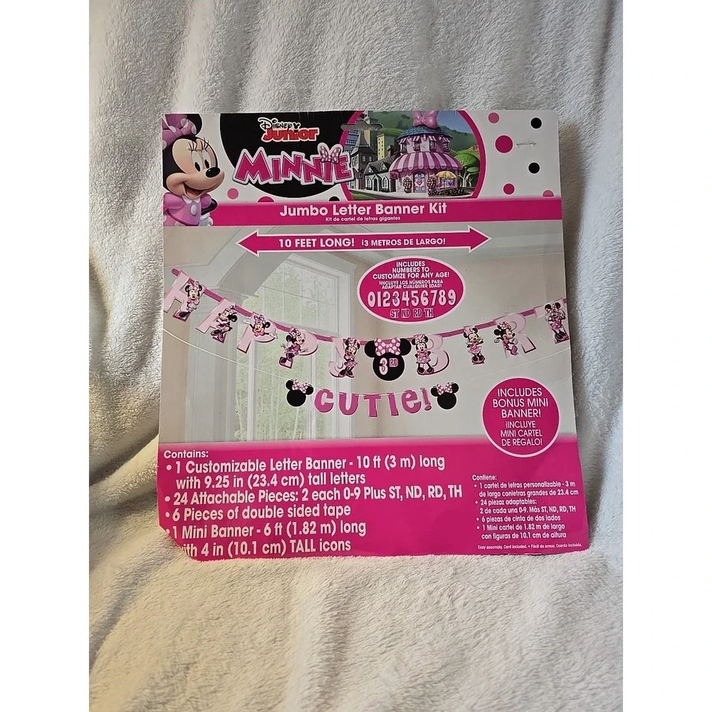 Disney‎ Junior Minnie Mouse Customizable Jumbo Letter Happy Birthday Banner NEW